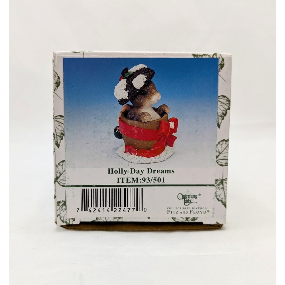 Fitz And Floyd Charming Tails Holly Day Dream Figurine 93/501